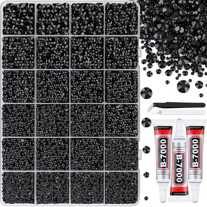 🔥[5𝟎% 𝐎𝐅𝐅 𝐋𝐀𝐒𝐓 𝐓𝐇𝐑𝐄𝐄 𝐃𝐀𝐘𝐒]VIBRANT GEMS 26000Pcs Resin Rhinestones with Tweezers for Crafting Mixed-Color 3mm Bedazzling Crystal with 3Pcs 10ml B7000 Jewelry Glue for DIY Crafts Clothing Tumblers Shoes Fabric Nail Art Colorful-JKL