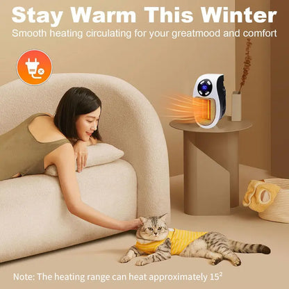 Wall Outlet Space Heater, 450W Plug in Electric Heater with Adjustable Thermostat, Portable Plug in Small Space Heater for Indoor,12H Timer & LED Display, PTC Ceramic Fast Heat Safely for Bedroom Bathroom Office-JKL