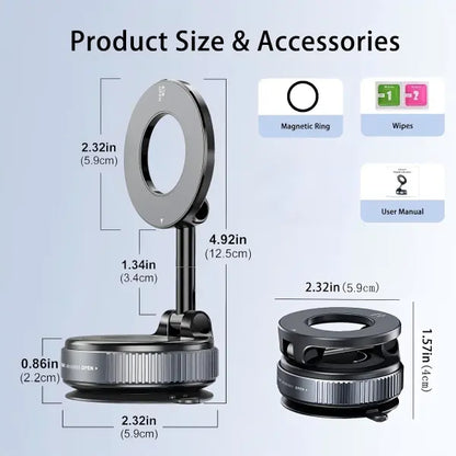🔥[5𝟎% 𝐎𝐅𝐅 𝐋𝐀𝐒𝐓 𝐓𝐇𝐑𝐄𝐄 𝐃𝐀𝐘𝐒] Universal Magnetic Car Phone Holder Strong Vacuum Suction Cup Mount for All Smartphones & Vehicles Foldable Design Works on Dashboard Gym & Bathroom Mirrors-JKL
