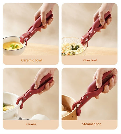 🔥[6𝟎% 𝐎𝐅𝐅 𝐋𝐀𝐒𝐓 𝐓𝐇𝐑𝐄𝐄 𝐃𝐀𝐘𝐒]Hot Plate Gripper, Multi-Purpose Anti-Scald Tool for Bowls, Plates, Pans, Serving as Holder, Clip, Tongs, Clamp in Kitchen Red & Green-3@OK