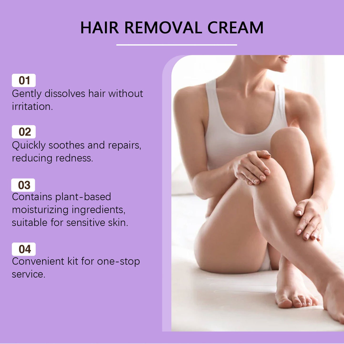 🔥Ends Today: 55% OFF!🔥Bikini Pain-Free Hair Removal Cream for Sensitive Skin, Hypoallergenic Formula-Gentle & Fast-Acting Depilatory with Citrus Scent, Aloe & Hyaluronic Acid for Soothing Care, Suitable for Men & Women-vip
