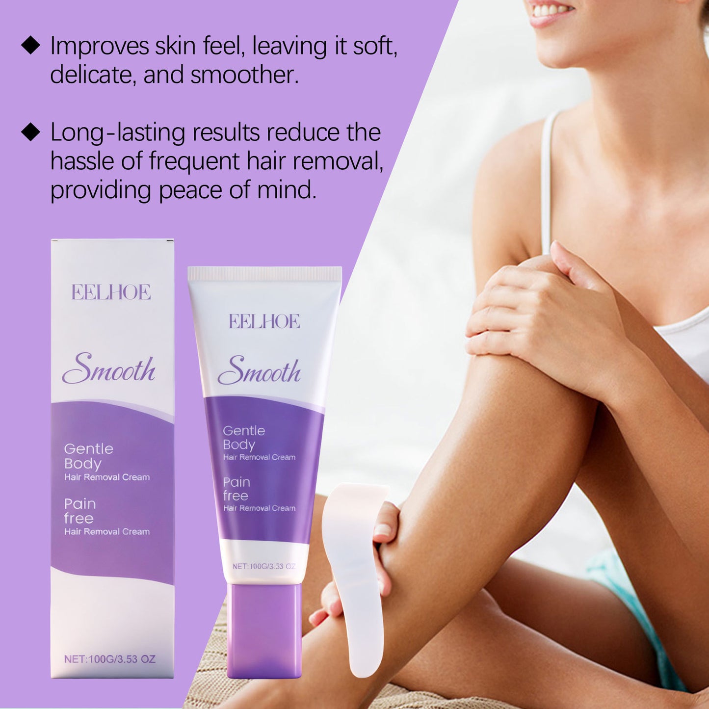 🔥Ends Today: 55% OFF!🔥Bikini Pain-Free Hair Removal Cream for Sensitive Skin, Hypoallergenic Formula-Gentle & Fast-Acting Depilatory with Citrus Scent, Aloe & Hyaluronic Acid for Soothing Care, Suitable for Men & Women-vip
