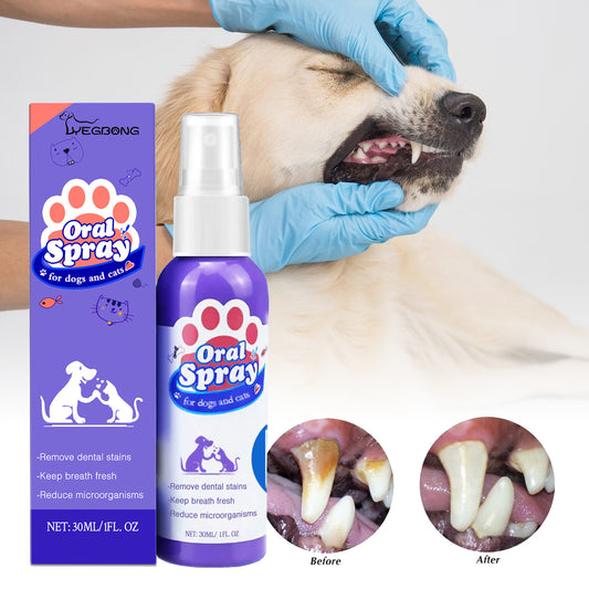 Cat Dog Teeth Cleaning Spray, Removes Plaque Fresh Breath, Pet Oral Care Mist, Dental Health for Pets, Easy Use-OA
