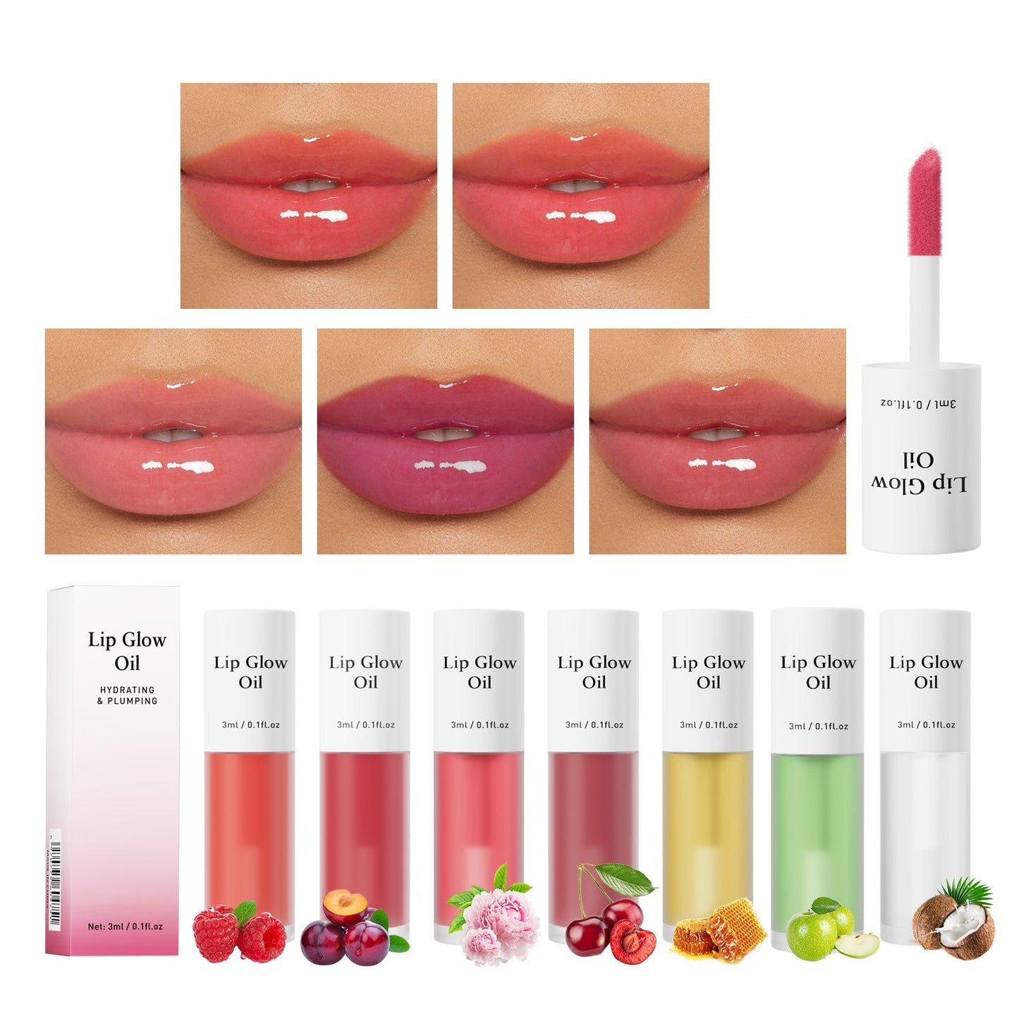 🔥[75% 𝐎𝐅𝐅 𝐋𝐀𝐒𝐓 𝐓𝐇𝐑𝐄𝐄 𝐃𝐀𝐘𝐒]Fruit Lip Oil + Lip Gloss | Shimmering Lip Gloss, Long-Lasting Color, Moisturizing Lip Care (7 shades) – Hydrating Lip Tint/Gloss/Stick that Delivers Shine, Moisture, and Color that Stays-LU