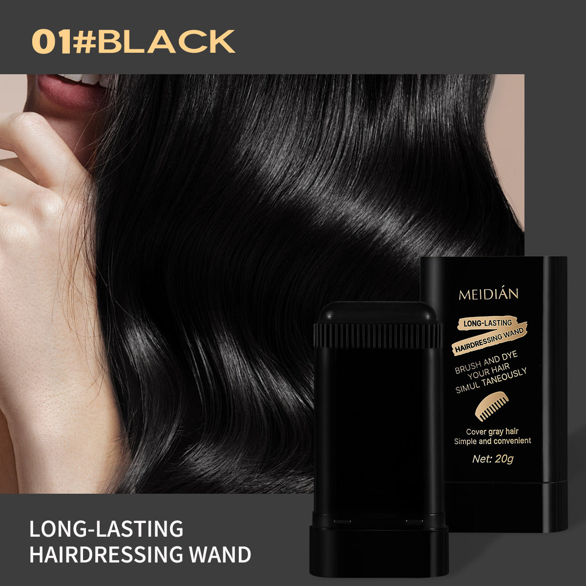 [50% OFF]Hair Styling Wand for Covering Gray Hair, One-Time Use, Non-Fading Hair Dye Cream, Black, Portable, Hair Covering Tool, Random New or Old Packaging-vip
