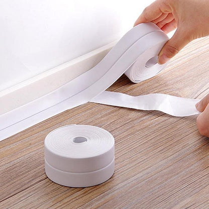 White Waterproof Caulk Tape 3.2m Self-Adhesive Sealing Tape for Bathroom Kitchen Sink Toilet Tub Edges Easy Application & Durability-OA