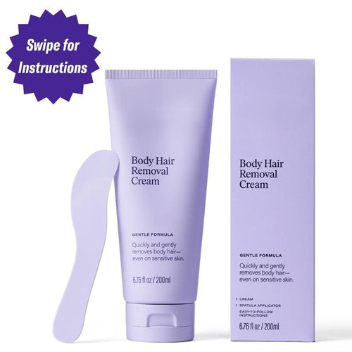 Body Hair Removal Cream - Gentle Formula - 200ml - Iris & Suede Scented - Safe Up to 7 Days - Includes Spatula for Touch-Free Application-OA