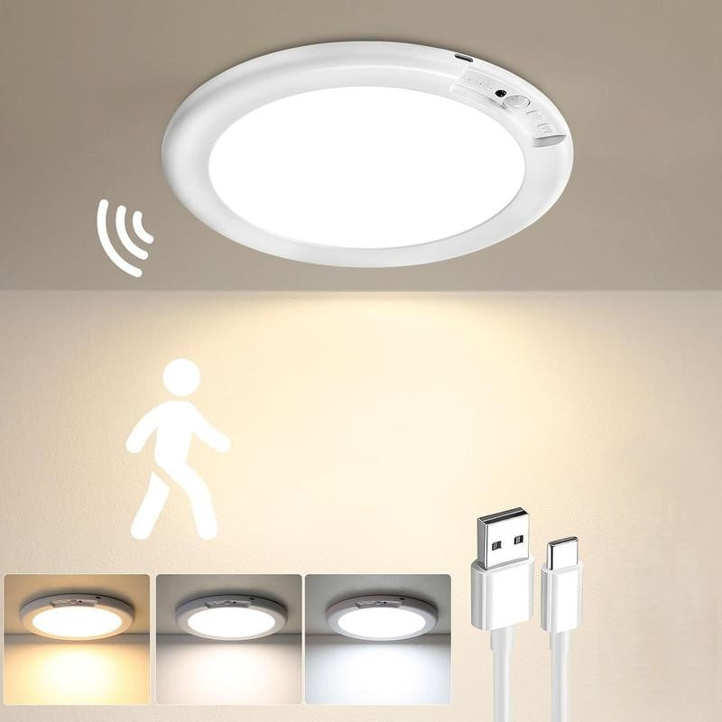 Rechargeable Motion Sensor Ceiling Light with Remote - Magnetic Wireless Ceiling Light Battery Powered for Closet Shower Stairs Shed Hallway Porch Patio ect-OA