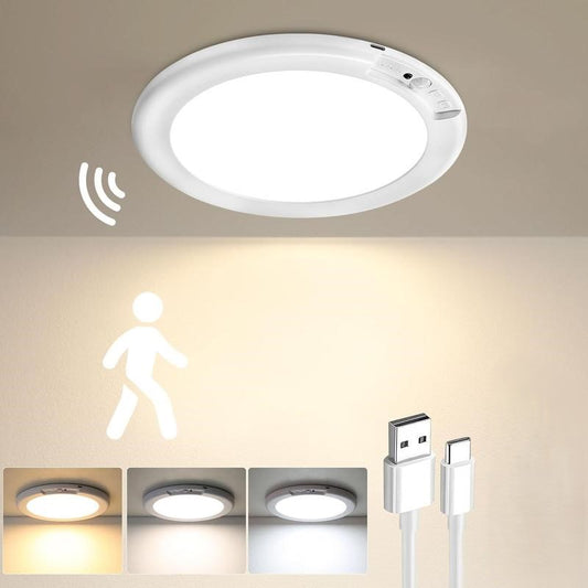 Rechargeable Motion Sensor Ceiling Light with Remote - Magnetic Wireless Ceiling Light Battery Powered for Closet Shower Stairs Shed Hallway Porch Patio ect-OA