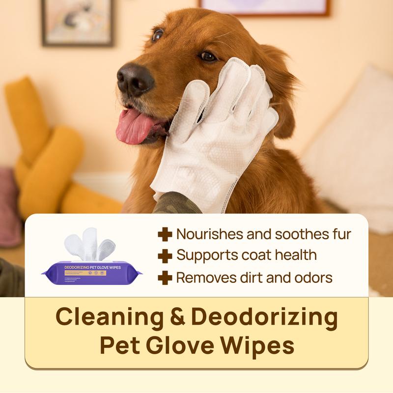 Pet Glove Wipes，Freshening Grooming Dog&Cat Disposable 20Pcs pet hair removal tool Satisfied skin care Outdoor No-clean Hypoallergenic Facial Disposable No-Rinse Grooming Formulated for petwipes Deodorizing sticky hair-OA