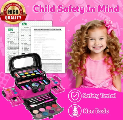 🔥[5𝟎% 𝐎𝐅𝐅 𝐋𝐀𝐒𝐓 𝐓𝐇𝐑𝐄𝐄 𝐃𝐀𝐘𝐒]Hollyhi 58 Pcs Kids Makeup Kit for Girl, Princess Toys Real Washable Cosmetic Set with Mirror, Kids Makeup Sets for Girls, Play Make Up Birthday Gifts for 3 4 5 6 7 8 9 10 11 12 Years Old Kid (Rose)-vip