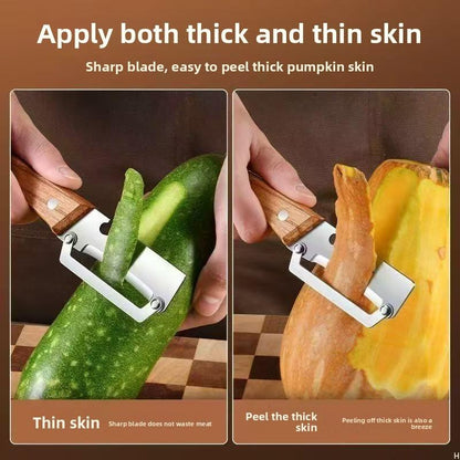 2PCS Kitchen Multi-Function Stainless Steel Thickened Fruit Peeler Knife for Sugar Cane and Pineapple Skin Removal Special Tool-OA