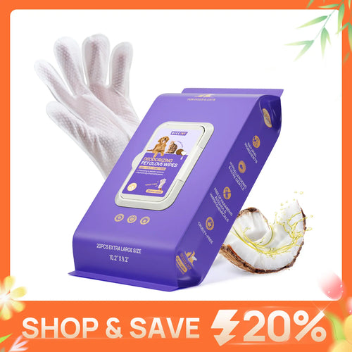 Pet Glove Wipes，Freshening Grooming Dog&Cat Disposable 20Pcs pet hair removal tool Satisfied skin care Outdoor No-clean Hypoallergenic Facial Disposable No-Rinse Grooming Formulated for petwipes Deodorizing sticky hair-OA