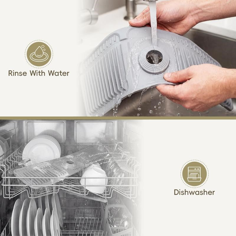 Kitchen Sink Faucet Mat, Silicone Folding Splash Guard, Draining Mat with Button Lock, Sink Faucet Protector, Sink Accessories for Kitchen-OA