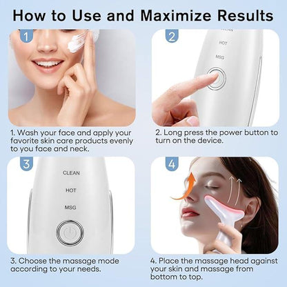 7-in-1 Neck and Face Massager, 7-Color LED Face and Neck Massager, Home Skin Care, Portable Facial Massager, Facial Shaping Tool, Portable, Multi-functional Vibration to Firm Skin-OA
