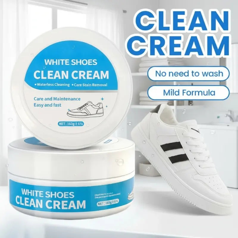 [55% Off Mega Sale]White Shoe Cleaner Cream Multipurpose No-Wash Solid Comes with Sponge Removes Stains Ideal for Leather Silicone Car Interiors Mild Non-Irritating Eco-Friendly-VIP