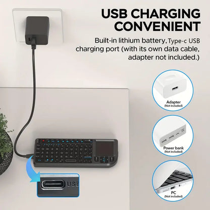 🔥[5𝟎% 𝐎𝐅𝐅 𝐋𝐀𝐒𝐓 𝐓𝐇𝐑𝐄𝐄 𝐃𝐀𝐘𝐒]Mini Wireless Keyboard, Portable Rechargeable 2.4G Backlit Keyboard with Touchpad for PC, Mac and Smart TV, Multifunctional Keyboard-vip
