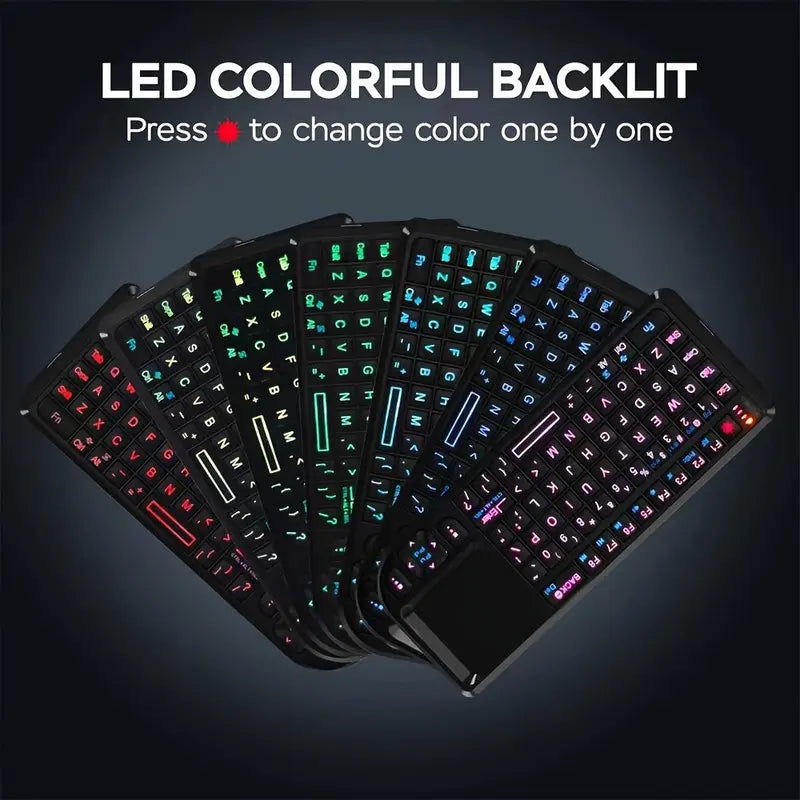 🔥[5𝟎% 𝐎𝐅𝐅 𝐋𝐀𝐒𝐓 𝐓𝐇𝐑𝐄𝐄 𝐃𝐀𝐘𝐒]Mini Wireless Keyboard, Portable Rechargeable 2.4G Backlit Keyboard with Touchpad for PC, Mac and Smart TV, Multifunctional Keyboard-vip
