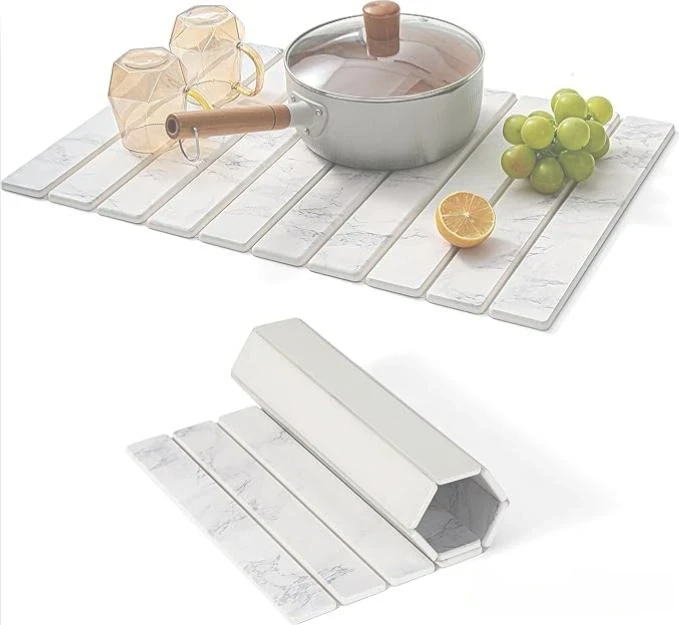 🔥[55% 𝐎𝐅𝐅 𝐋𝐀𝐒𝐓 𝐓𝐇𝐑𝐄𝐄 𝐃𝐀𝐘𝐒]Large Stone Dish Drying Mat - 24" × 16" for Kitchen Counter, Super Absorbent, Heat Resistant Dish Drying Mats, Eco-Friendly Diatomaceous Earth Stone Rack Tableware Mat-LU