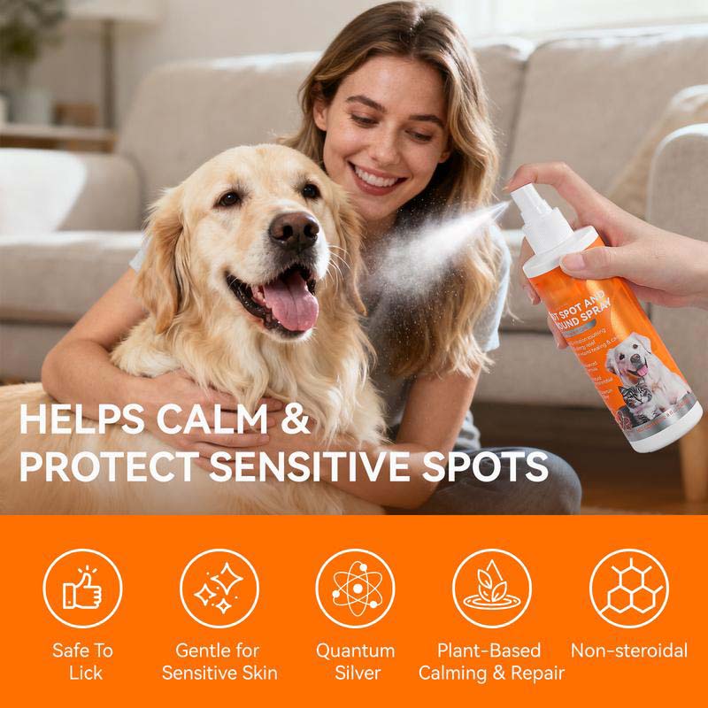 PUAINTA Vet Recommended Skin Soothing Quantum Silver Spray for Dogs & Cats, Helps Reduce Scratching & Hot Spot Discomfort, Gentle Daily Care, Natural Formula & Safe to Lick -KKK