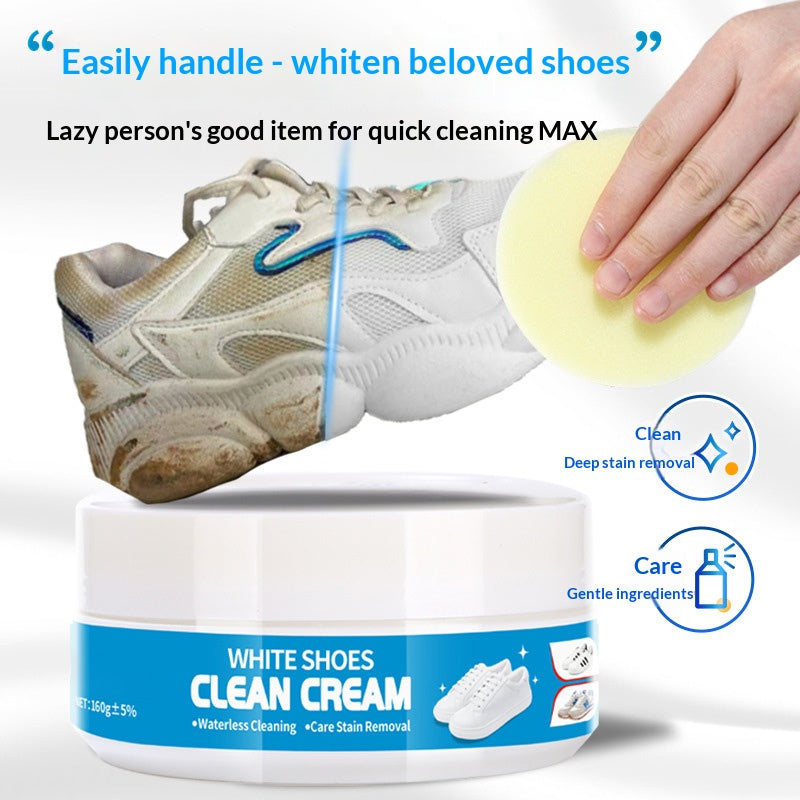 [50% Off Mega Sale] White Shoe Cleaner Cream Multipurpose No-Wash Solid Comes with Sponge Removes Stains Ideal for Leather Silicone Car Interiors Mild Non-Irritating Eco-Friendly-LP